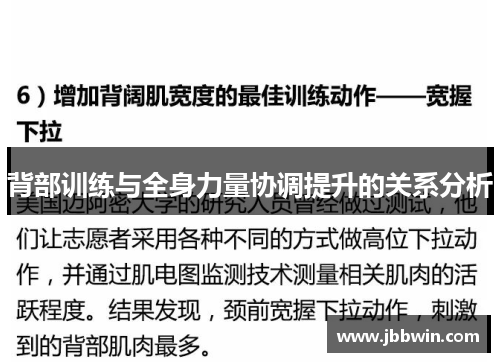 背部训练与全身力量协调提升的关系分析